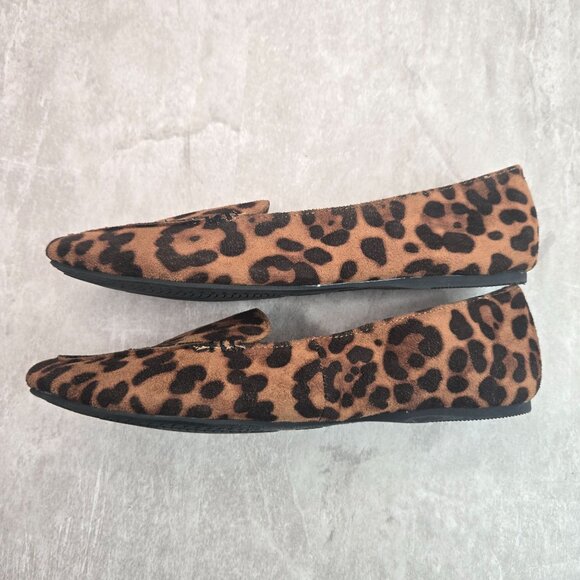 Animal Print Flats 7 Wide Fit Brown Black Pointed Toe Preppy Slip On Loafer Shoe - Picture 6 of 11